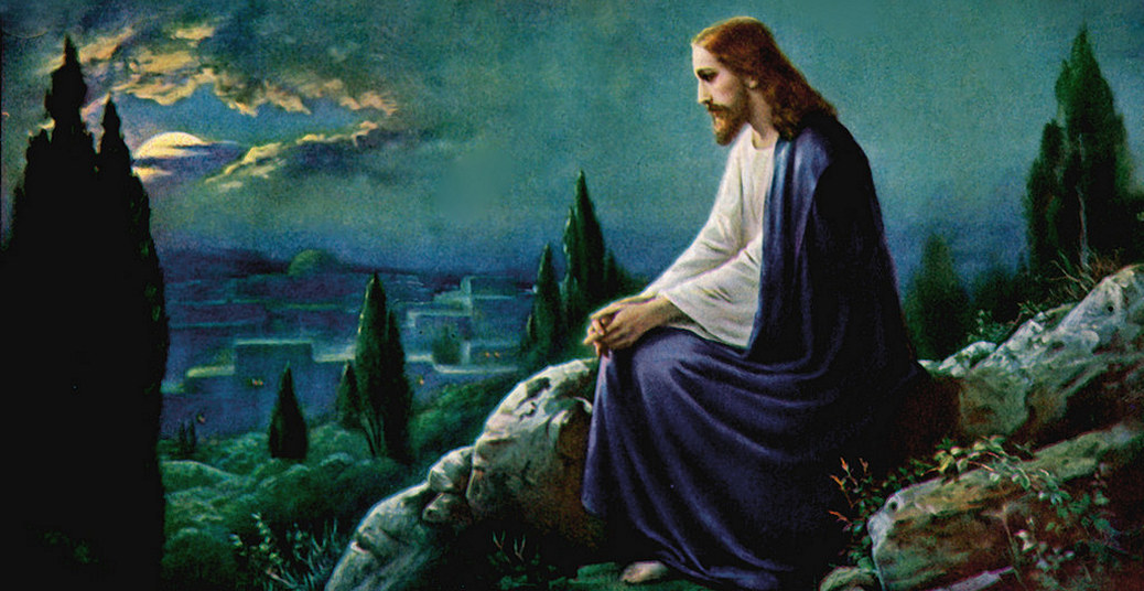 Jesus meditando no jardim